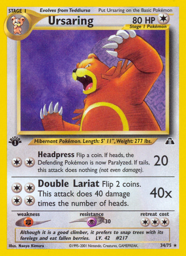 Ursaring (34/75) [Neo Discovery 1st Edition] | Jomio and Rueliete's Cards and Comics