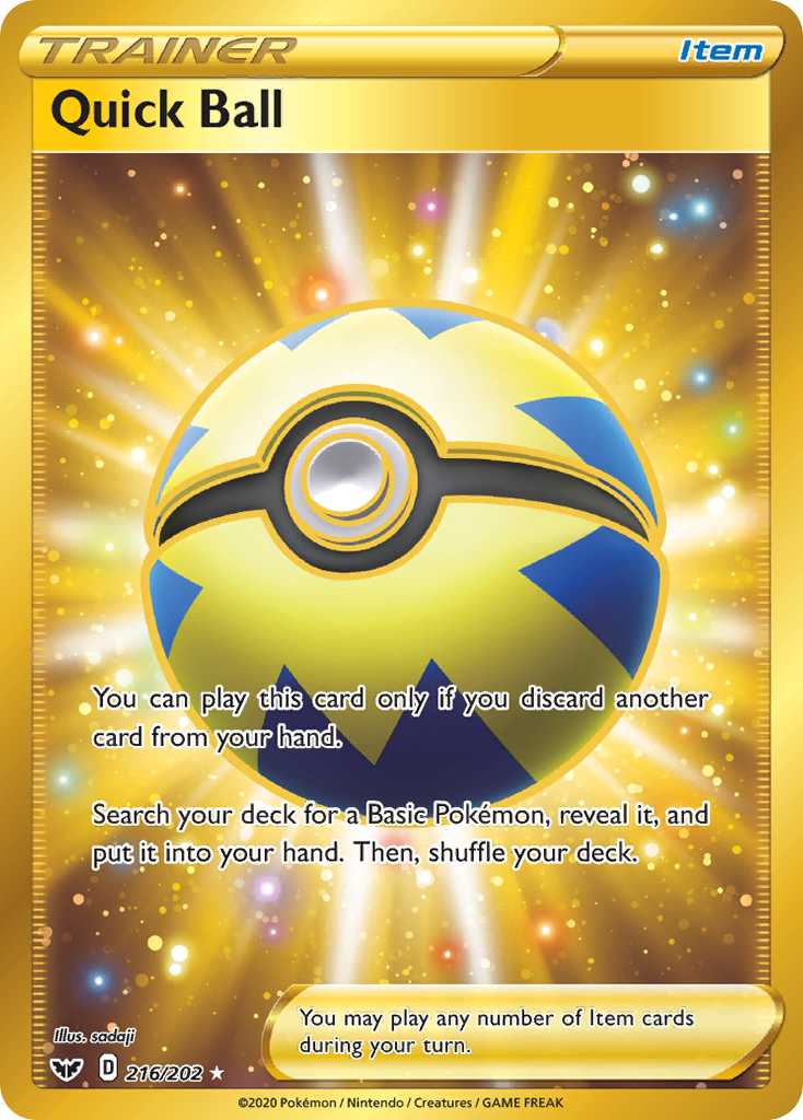 Quick Ball (216/202) [Sword & Shield: Base Set] | Jomio and Rueliete's Cards and Comics