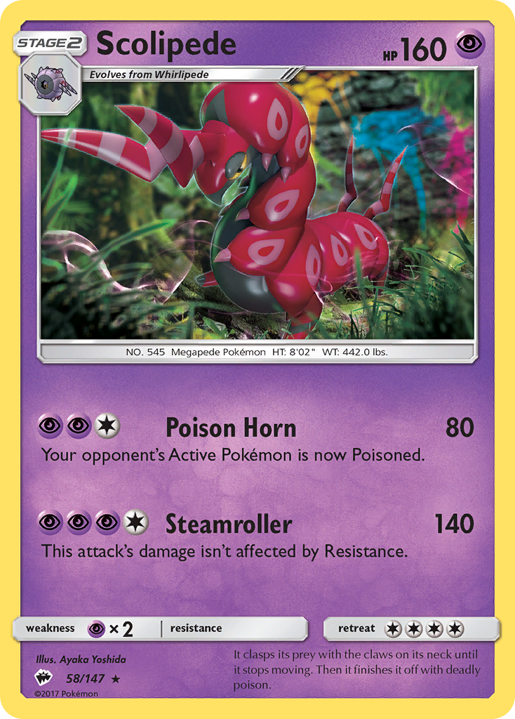 Scolipede (58/147) [Sun & Moon: Burning Shadows] | Jomio and Rueliete's Cards and Comics