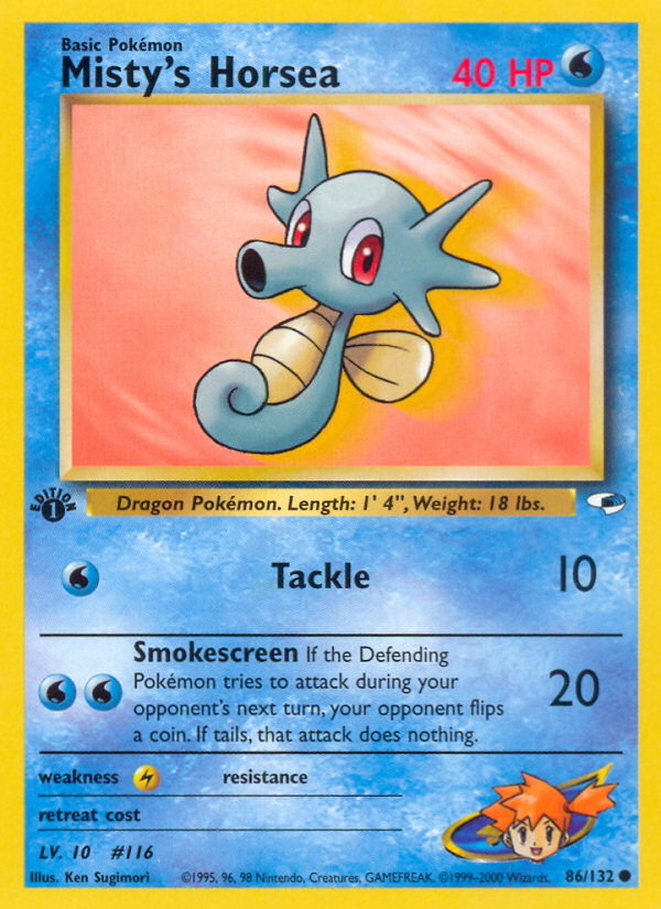 Misty's Horsea (86/132) [Gym Heroes 1st Edition] | Jomio and Rueliete's Cards and Comics