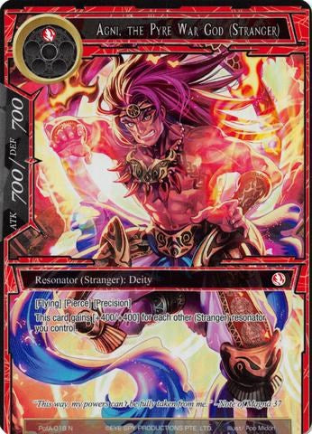 Agni, the Pyre War God (Stranger) (Full Art) (PofA-018) [Alice Origin IV: Prologue of Attoractia] | Jomio and Rueliete's Cards and Comics