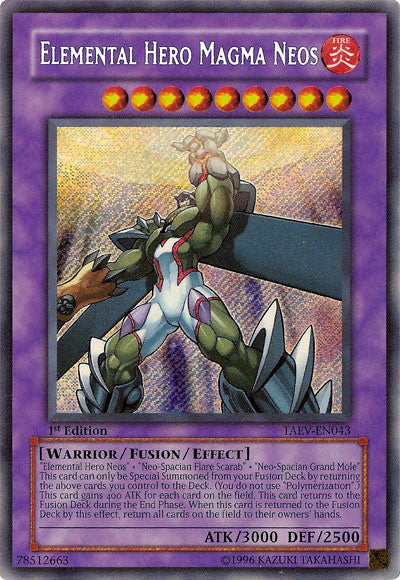 Elemental Hero Magma Neos [TAEV-EN043] Secret Rare | Jomio and Rueliete's Cards and Comics