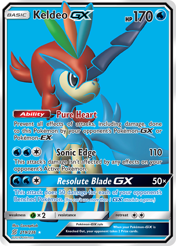 Keldeo GX (219/236) [Sun & Moon: Unified Minds] | Jomio and Rueliete's Cards and Comics
