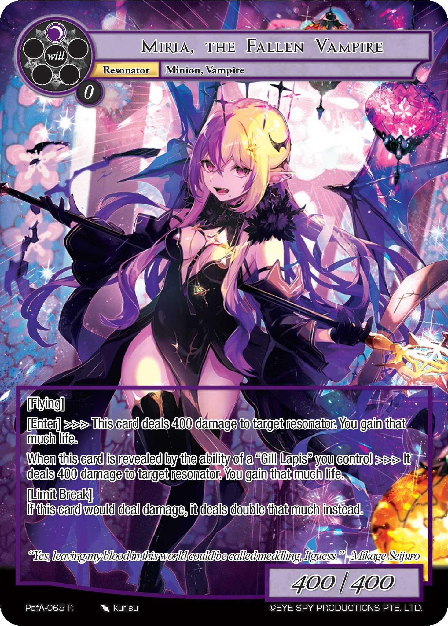 Miria, the Fallen Vampire (Full Art) (PofA-065) [Alice Origin IV: Prologue of Attoractia] | Jomio and Rueliete's Cards and Comics