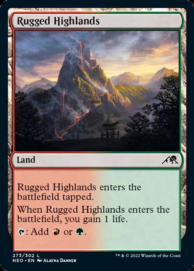 Rugged Highlands [Kamigawa: Neon Dynasty] | Jomio and Rueliete's Cards and Comics