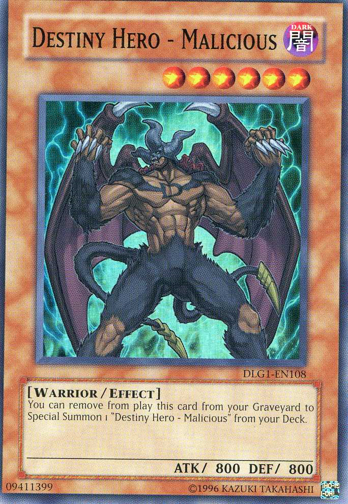Destiny HERO - Malicious [DLG1-EN108] Super Rare | Jomio and Rueliete's Cards and Comics