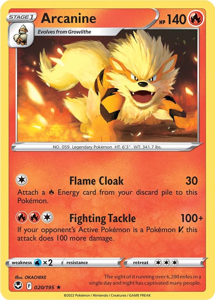 Arcanine (020/195) [Sword & Shield: Silver Tempest] | Jomio and Rueliete's Cards and Comics