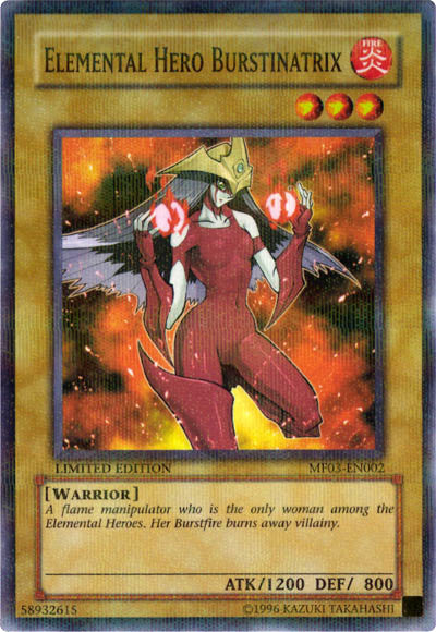 Elemental HERO Burstinatrix [MF03-EN002] Parallel Rare | Jomio and Rueliete's Cards and Comics