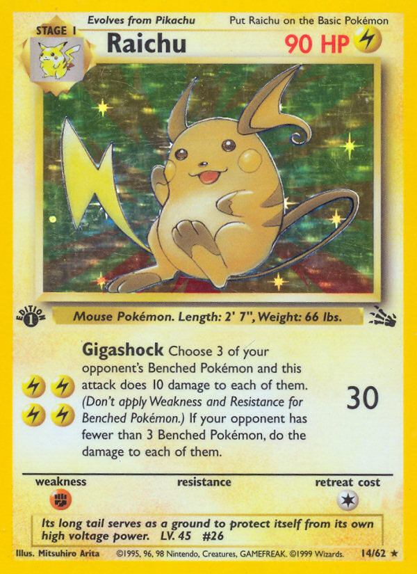 Raichu (14/62) [Fossil 1st Edition] | Jomio and Rueliete's Cards and Comics