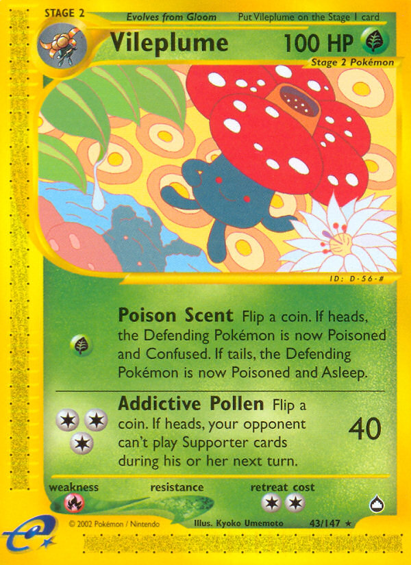 Vileplume (43/147) [Aquapolis] | Jomio and Rueliete's Cards and Comics