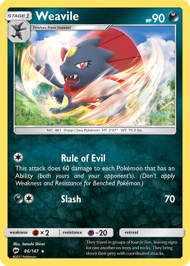 Weavile (86/147) [Sun & Moon: Burning Shadows] | Jomio and Rueliete's Cards and Comics