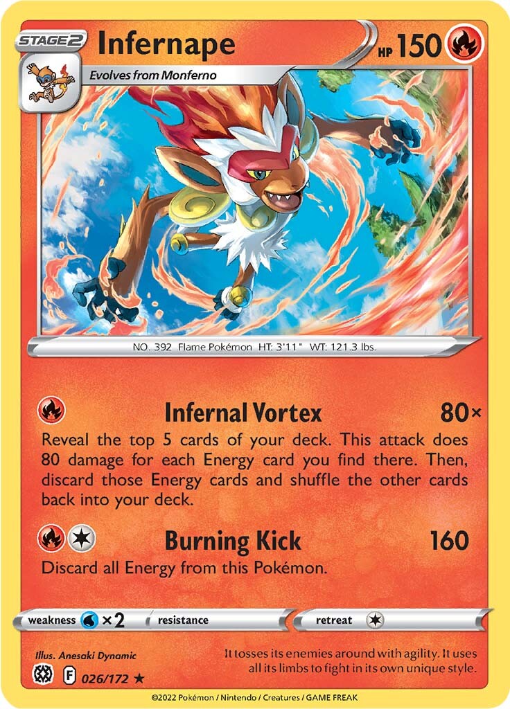 Infernape (026/172) (Theme Deck Exclusive) [Sword & Shield: Brilliant Stars] | Jomio and Rueliete's Cards and Comics
