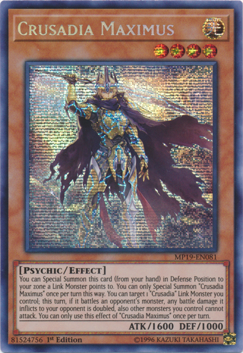 Crusadia Maximus [MP19-EN081] Prismatic Secret Rare | Jomio and Rueliete's Cards and Comics