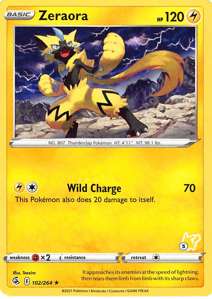 Zeraora (102/264) (Pikachu Stamp #5) [Battle Academy 2022] | Jomio and Rueliete's Cards and Comics