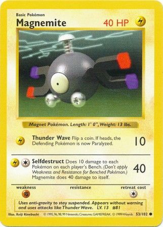 Magnemite (53/102) [Base Set Shadowless Unlimited] | Jomio and Rueliete's Cards and Comics
