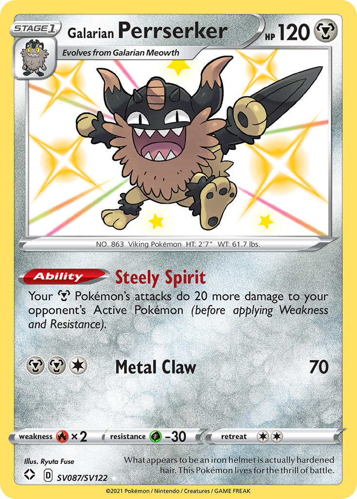 Galarian Perrserker (SV087/SV122) [Sword & Shield: Shining Fates] | Jomio and Rueliete's Cards and Comics