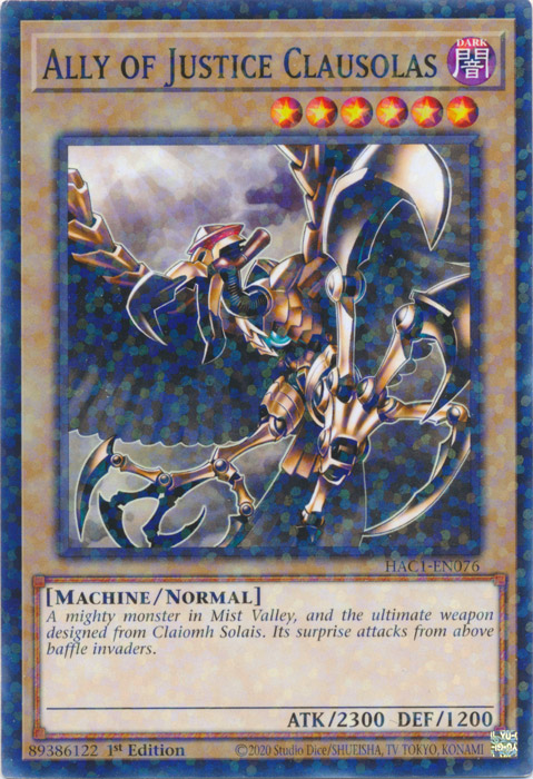 Ally of Justice Clausolas (Duel Terminal) [HAC1-EN076] Common | Jomio and Rueliete's Cards and Comics