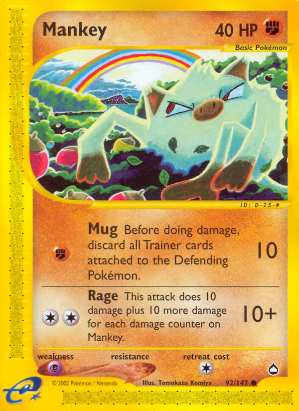 Mankey (92/147) [Aquapolis] | Jomio and Rueliete's Cards and Comics
