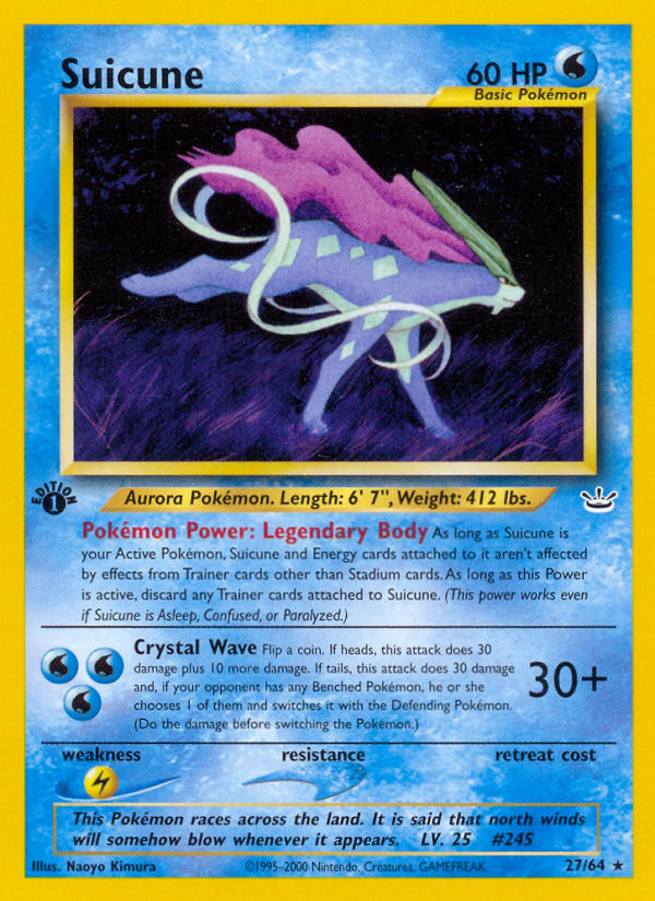 Suicune (27/64) [Neo Revelation 1st Edition] | Jomio and Rueliete's Cards and Comics