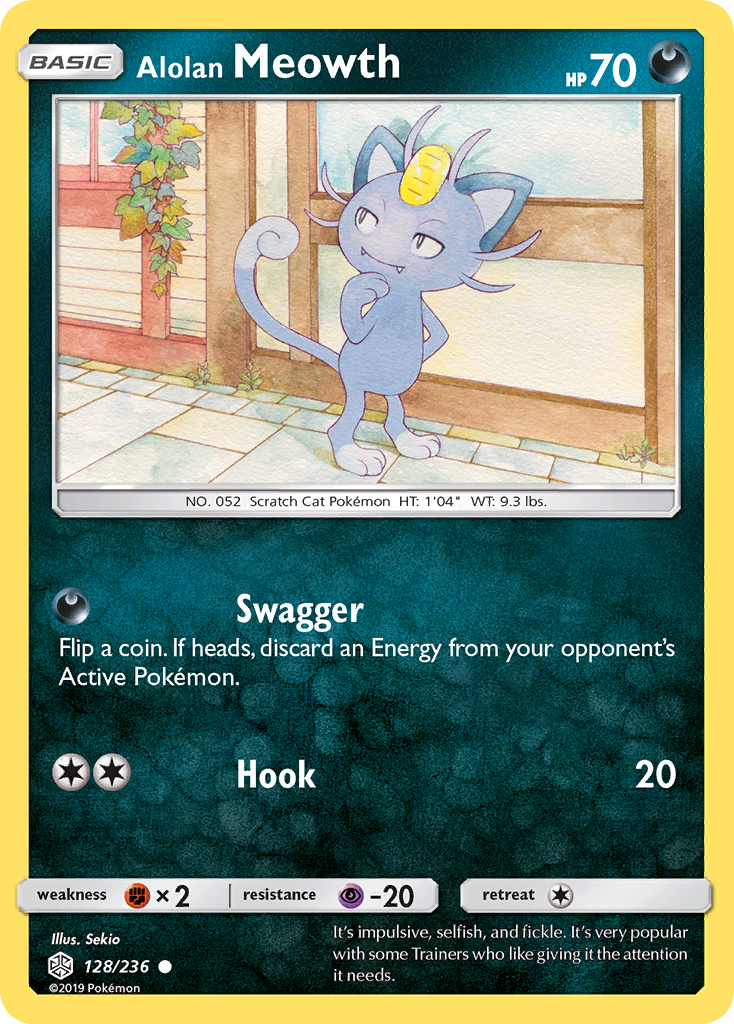 Alolan Meowth (128/236) [Sun & Moon: Cosmic Eclipse] | Jomio and Rueliete's Cards and Comics