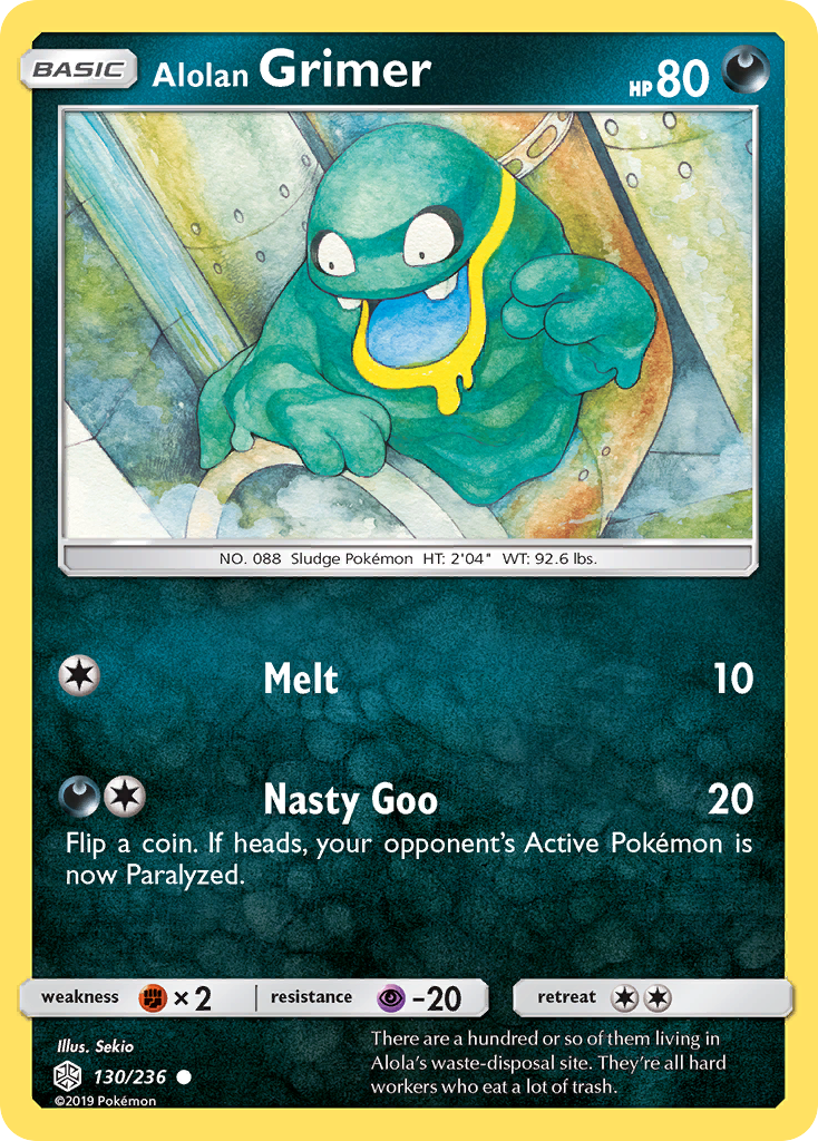 Alolan Grimer (130/236) [Sun & Moon: Cosmic Eclipse] | Jomio and Rueliete's Cards and Comics