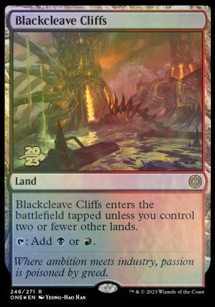 Blackcleave Cliffs [Phyrexia: All Will Be One Prerelease Promos] | Jomio and Rueliete's Cards and Comics