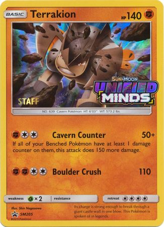 Terrakion (SM205) (Staff Prerelease Promo) [Sun & Moon: Black Star Promos] | Jomio and Rueliete's Cards and Comics