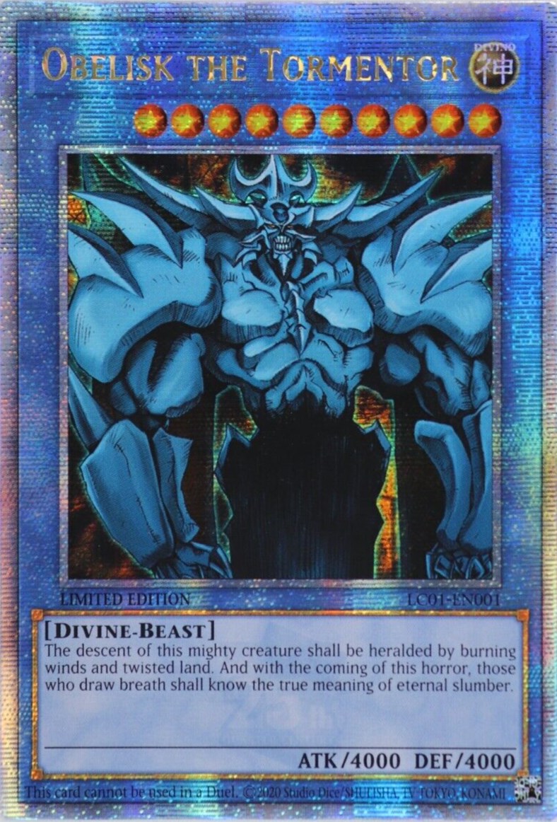 Obelisk the Tormentor (25th Anniversary) [LC01-EN001] Quarter Century Secret Rare | Jomio and Rueliete's Cards and Comics
