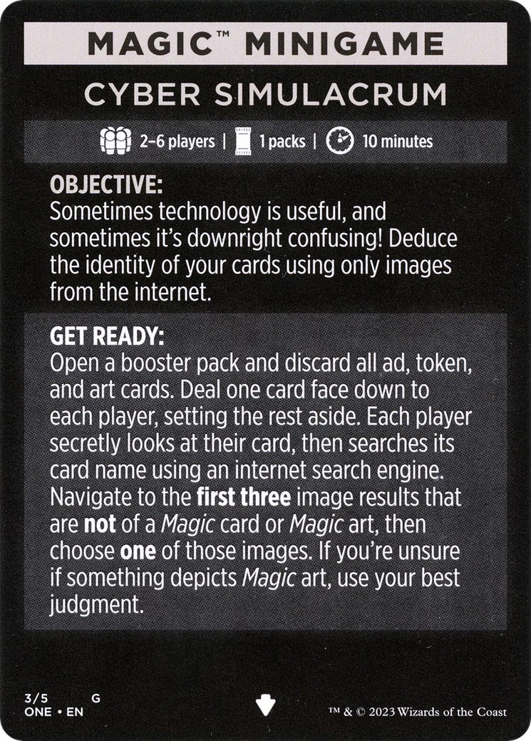 Cyber Simulacrum (Magic Minigame) [Phyrexia: All Will Be One Minigame] | Jomio and Rueliete's Cards and Comics