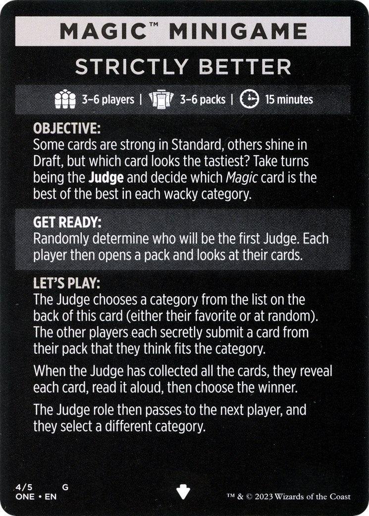 Strictly Better (Magic Minigame) [Phyrexia: All Will Be One Minigame] | Jomio and Rueliete's Cards and Comics