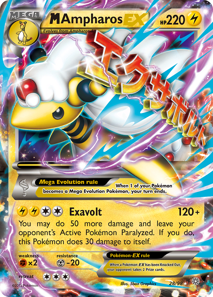 M Ampharos EX (28/98) [XY: Ancient Origins] | Jomio and Rueliete's Cards and Comics