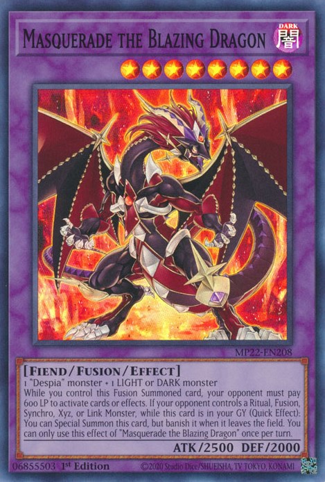 Masquerade the Blazing Dragon [MP22-EN208] Super Rare | Jomio and Rueliete's Cards and Comics