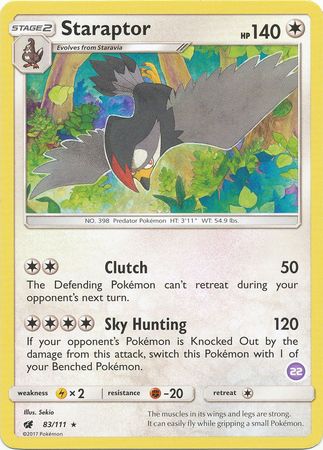 Staraptor (83/111) (Deck Exclusive #22) [Sun & Moon: Trainer Kit - Alolan Sandslash] | Jomio and Rueliete's Cards and Comics