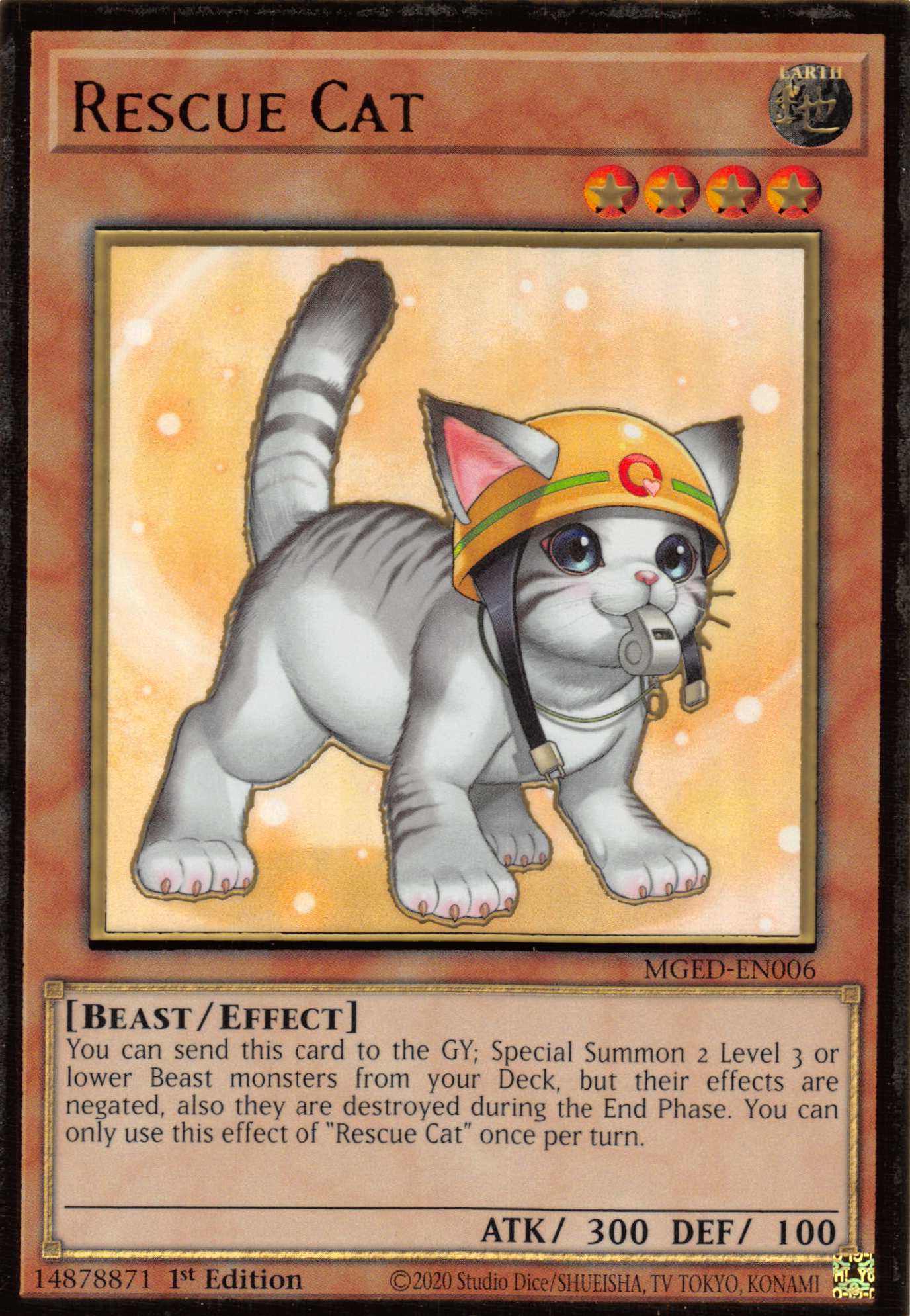 Rescue Cat (Alternate Art) [MGED-EN006] Gold Rare | Jomio and Rueliete's Cards and Comics