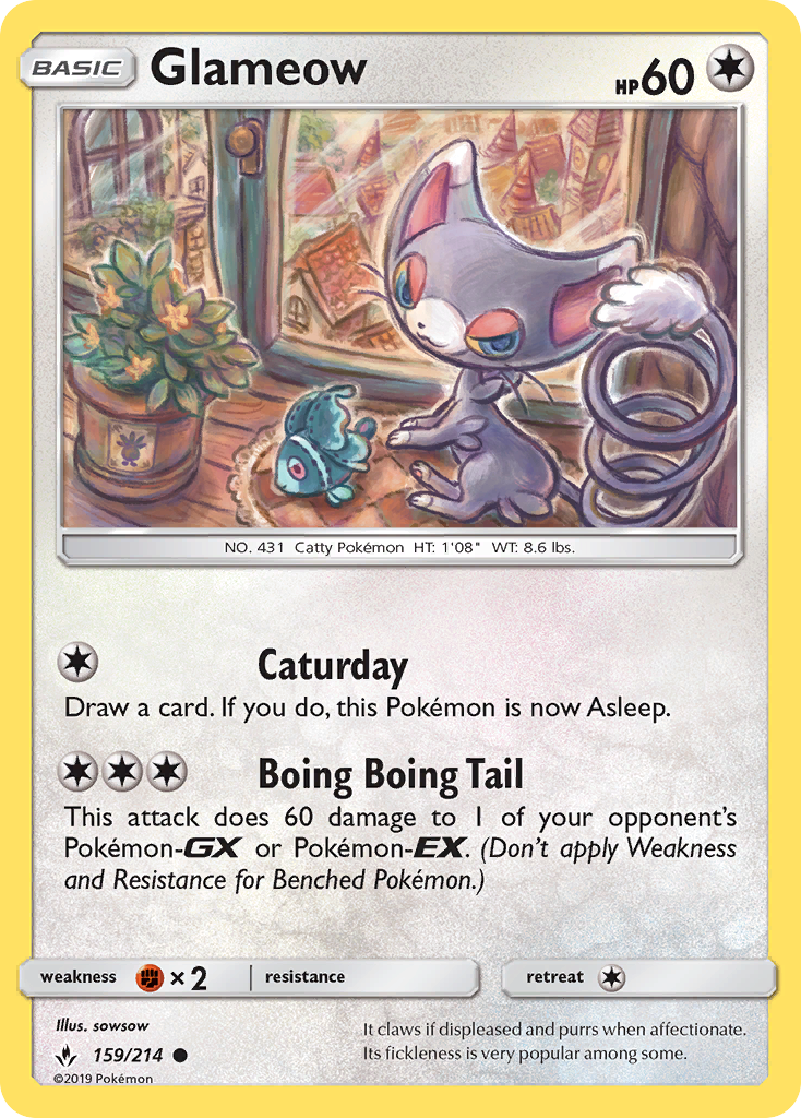 Glameow (159/214) [Sun & Moon: Unbroken Bonds] | Jomio and Rueliete's Cards and Comics