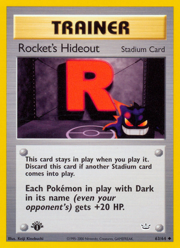 Rocket's Hideout (63/64) [Neo Revelation 1st Edition] | Jomio and Rueliete's Cards and Comics