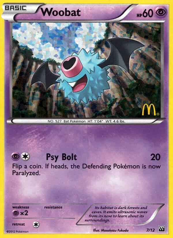 Woobat (7/12) [McDonald's Promos: 2012 Collection] | Jomio and Rueliete's Cards and Comics