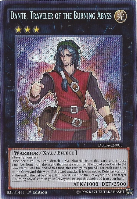 Dante, Traveler of the Burning Abyss [DUEA-EN085] Secret Rare | Jomio and Rueliete's Cards and Comics
