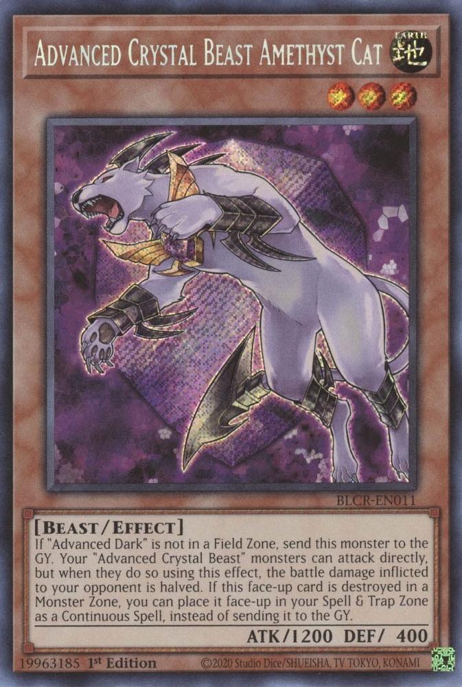 Advanced Crystal Beast Amethyst Cat [BLCR-EN011] Secret Rare | Jomio and Rueliete's Cards and Comics