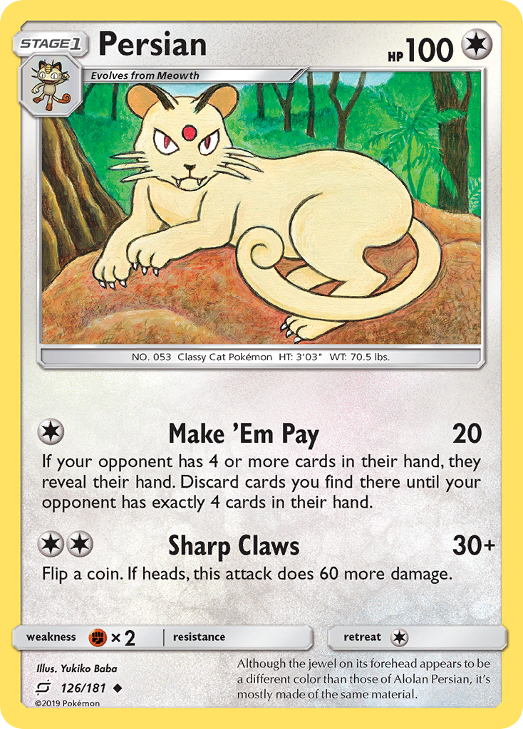 Persian (126/181) [Sun & Moon: Team Up] | Jomio and Rueliete's Cards and Comics