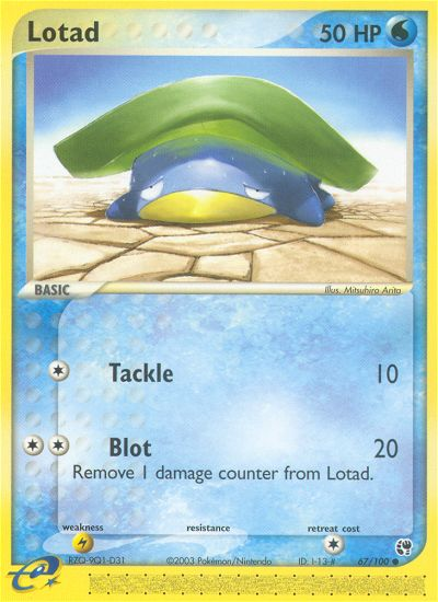 Lotad (67/100) [EX: Sandstorm] | Jomio and Rueliete's Cards and Comics