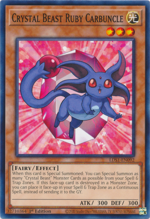 Crystal Beast Ruby Carbuncle [LDS1-EN092] Common | Jomio and Rueliete's Cards and Comics