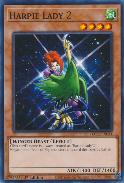 Harpie Lady 2 [HAC1-EN011] Common | Jomio and Rueliete's Cards and Comics