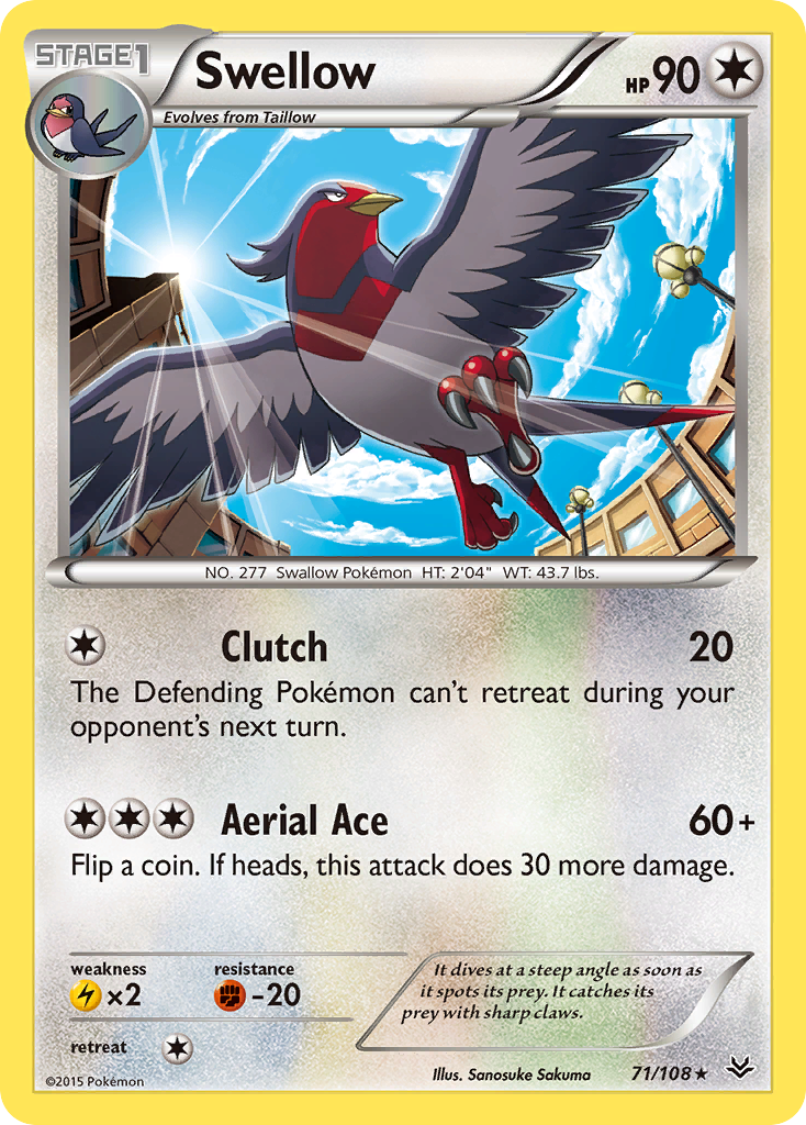 Swellow (71/108) [XY: Roaring Skies] | Jomio and Rueliete's Cards and Comics