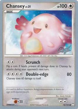 Chansey LV.31 (76/123) (Bliss Control - Paul Atanassov) [World Championships 2008] | Jomio and Rueliete's Cards and Comics