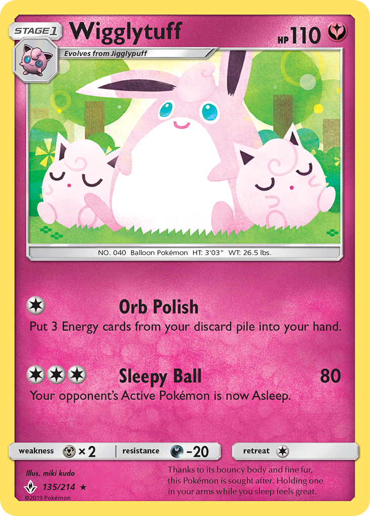 Wigglytuff (135/214) [Sun & Moon: Unbroken Bonds] | Jomio and Rueliete's Cards and Comics
