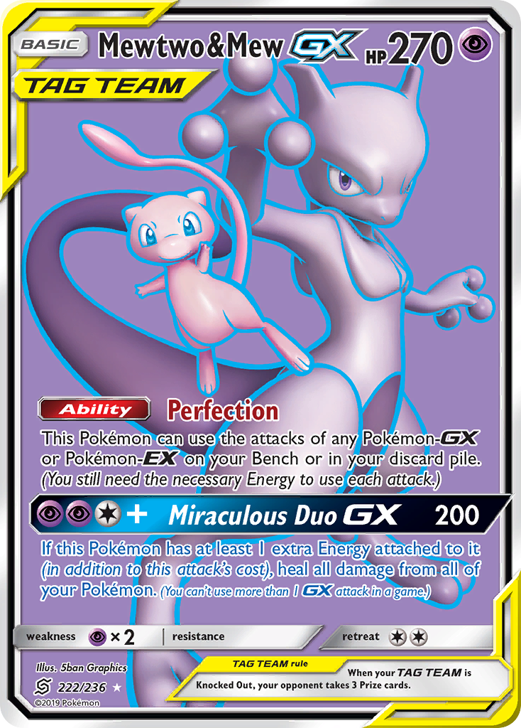 Mewtwo & Mew GX (222/236) [Sun & Moon: Unified Minds] | Jomio and Rueliete's Cards and Comics