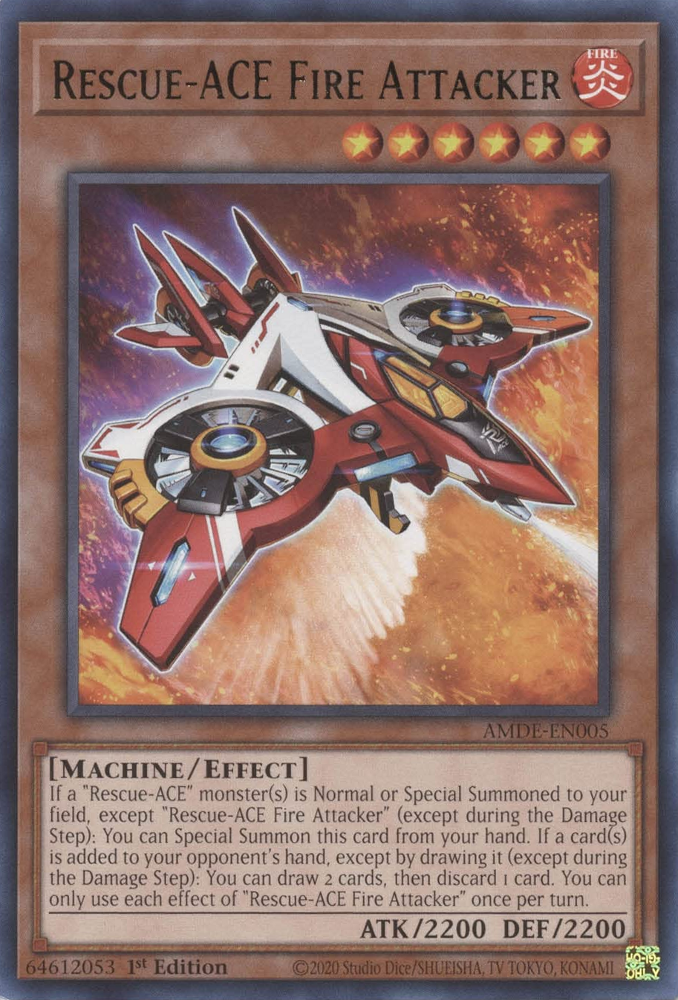 Rescue-ACE Fire Attacker [AMDE-EN005] Rare | Jomio and Rueliete's Cards and Comics