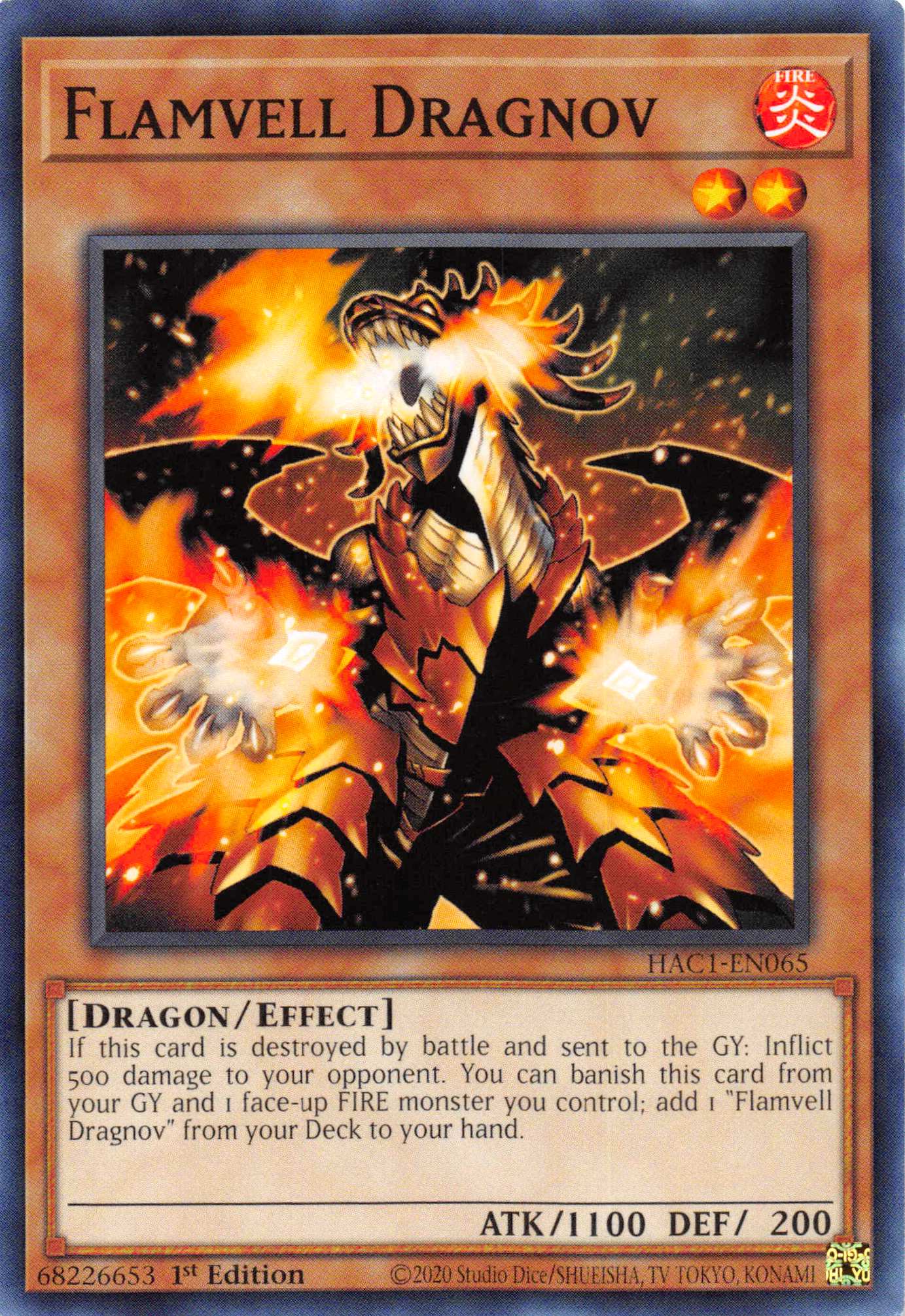 Flamvell Dragnov [HAC1-EN065] Common | Jomio and Rueliete's Cards and Comics