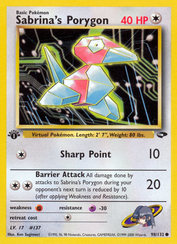 Sabrina's Porygon (98/132) [Gym Challenge 1st Edition] | Jomio and Rueliete's Cards and Comics